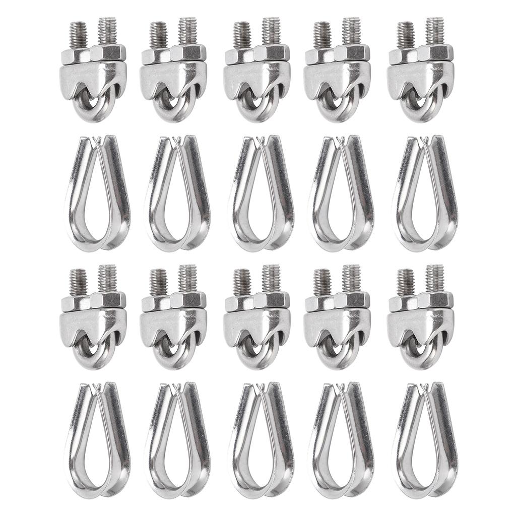 Abrazadera de Cuerda Marina de Acero Inoxidable 304 Resistencia a la Corrosión Collar para Cables de Acero para Cuerdas de Ropa Cuerdas de Tracción
