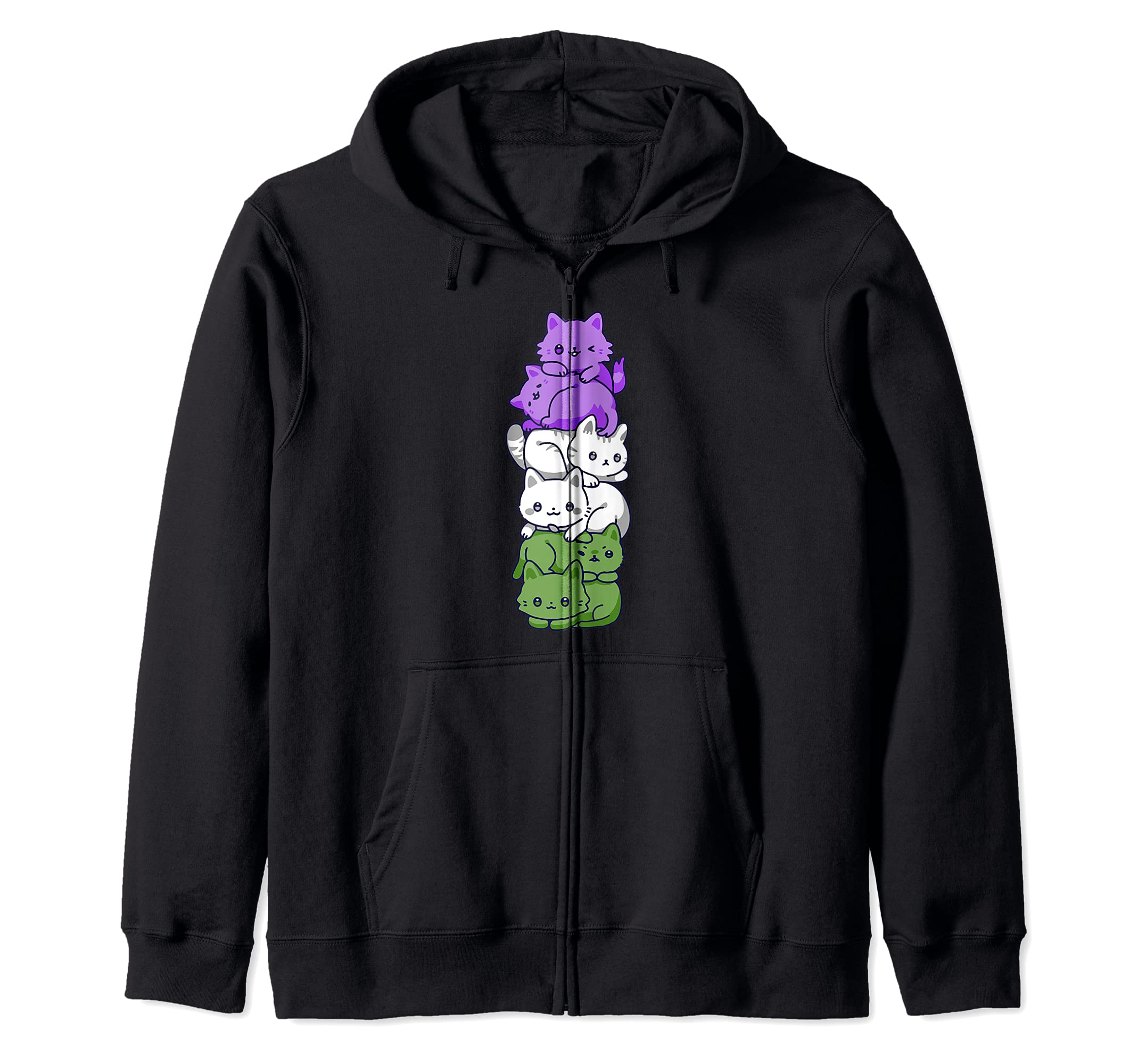 

Genderqueer Pride Cat Genderqueer Flag Cute Gift Zip Hoodie чорний