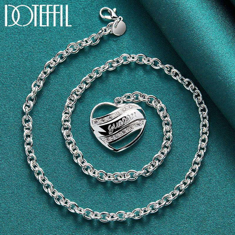 Romantic Heart Pendant Necklace Gift Silver Color Fashion Jewelry