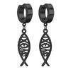 EUEAVAN Stainless Steel Ichthys Jesus Fish Dangle Earrings for Women Men Christian Symbol Hoop Earrings Amulet Religious Jewelry