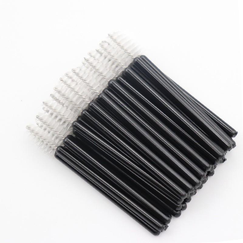 Pack of 50 Disposable Mini Nylon Eyelash and Eyebrow Brushes with Solid Handles