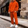 Men's Color Hoodie and Jogger Pants Set with Elastic Waist and Cuffed Ankles for Casual Wear