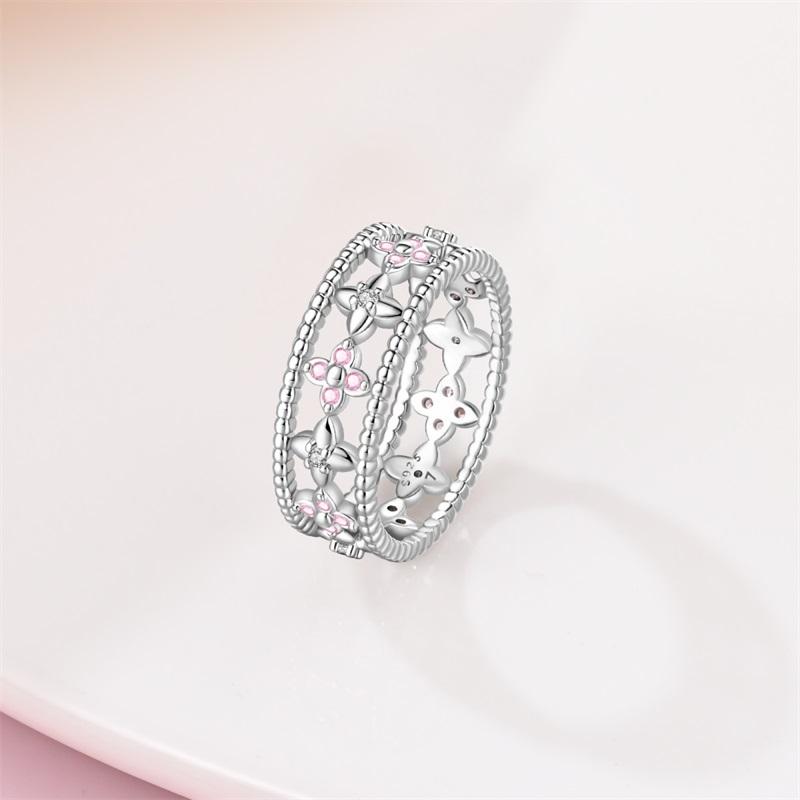New 100% 925 Silver Fashion Sunflower Sun Moon Wide Rings Classic Heart-Shaped Crown Female Rings Elegant Party Jewelry