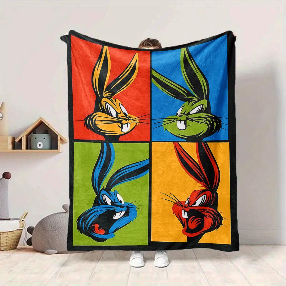 1pc Bugs Bunny Pop Art Flannel Throw Blanket Lightweight Soft Warm All Season Blanket for Sofa, Bed, Travel,L1028155