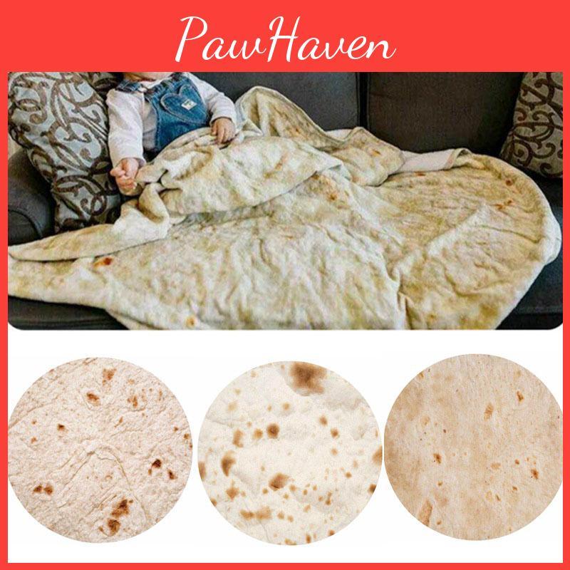 Burrito Round Taco Tortilla Shaped Blanket Soft Floor Wrap Throw Blanket