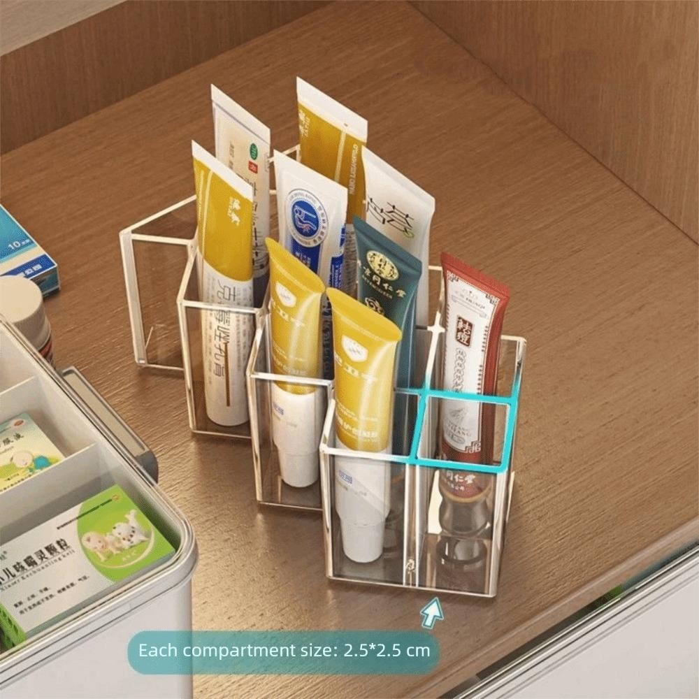 New with Multi-Compartment Ointment Organizer Box Plastic Transparent Cabinet Shelf Space Saving Tube Holder Home
