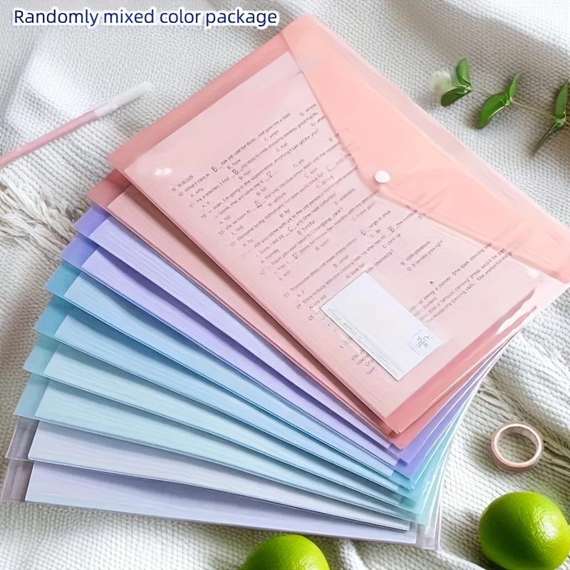 10 Pieces File Bag Plastic 16C A4 Paper Storage Folder PP Transparent Portfolio Policy Briefcase with Label Waterproof File Bag