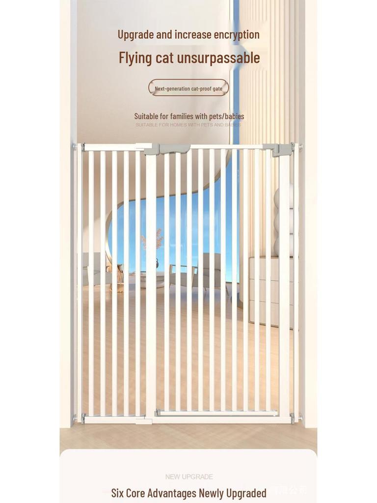 Cat Door Barrier: Auto-Close Pet Gate for Indoor, Balcony, or Stairway - No Drilling Needed