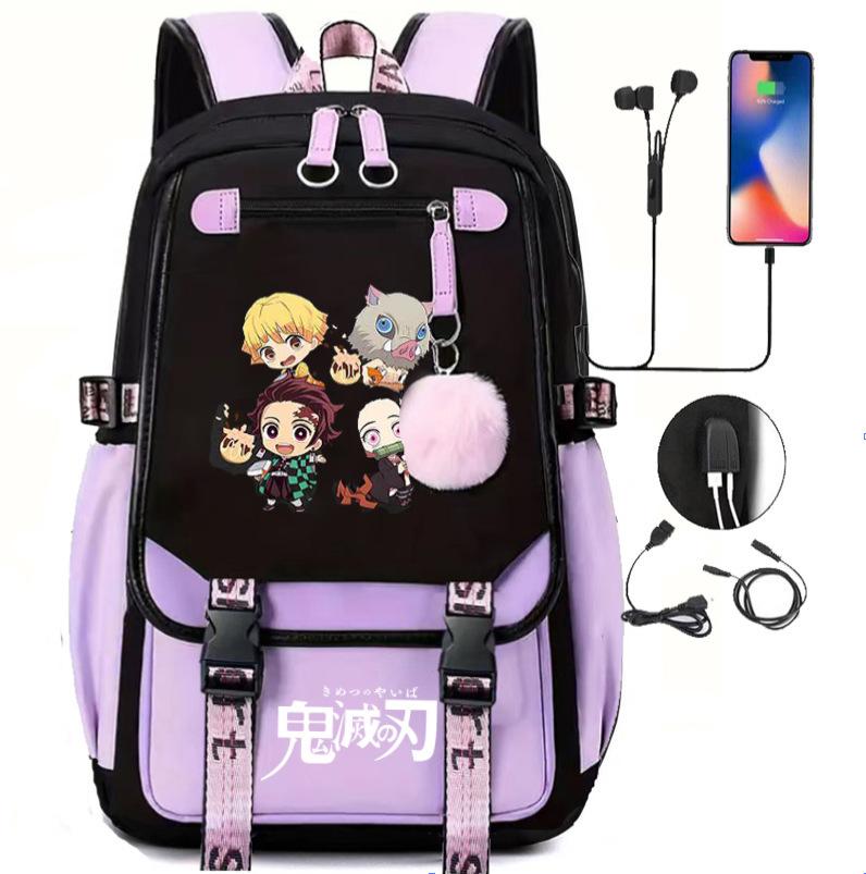 Sun Man Ghost Destroy Peripheral Backpack Large Capacity Teen Student School Bag USB Interface Computer Bag Travel Bag