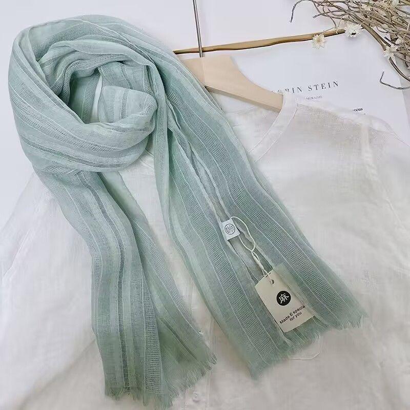 

Шарф Весенне-осенний выпуск Длинный полосатый шарф Женский весенне-осенний шарф для защиты шеи Длинный полосатый шарф Корейская серия