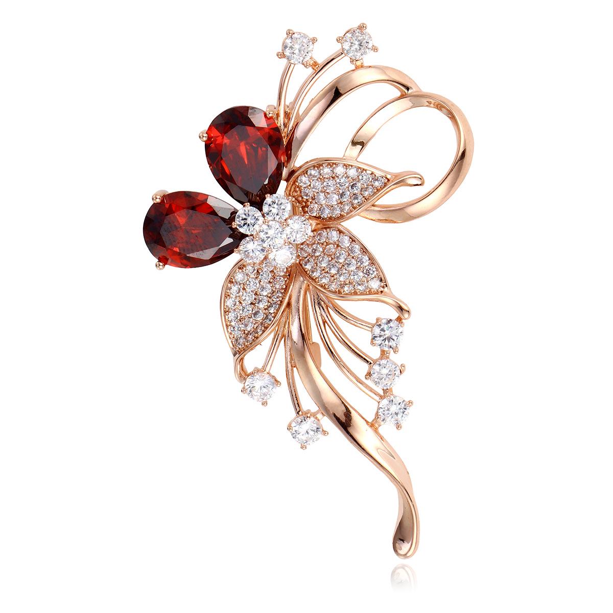 

Elegant Zircon Flower Rhinestone Brooch: Women s Luxury Suit & Evening Dress Corsage Pin