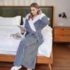 Loose Long Thick Bath Robe Hooded Winter Thick Women Bathrobe Flannel Terry Warm Comfortable Sleepwear for Female Dressing Gown 25-26