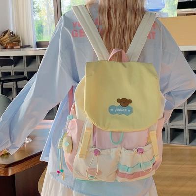 Mori's neuer hochwertiger, frischer und süßer kontrastierender Dopamin-Rucksack, leichter Rucksack für Mittel- und Oberstufenschüler