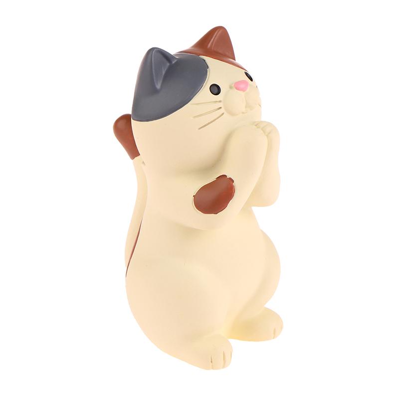 1Pc Japan Style Glasses Mobile Phone Holder Stationery Desktop Cat Decoration Collectible Home Decor Resin Craft Ornaments