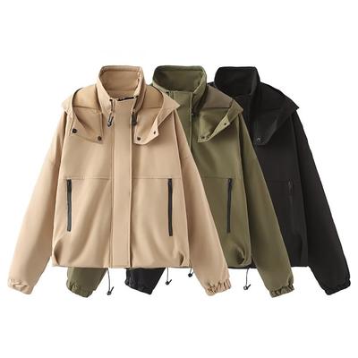 Spring and Autumn Hooded Short Jacket Women