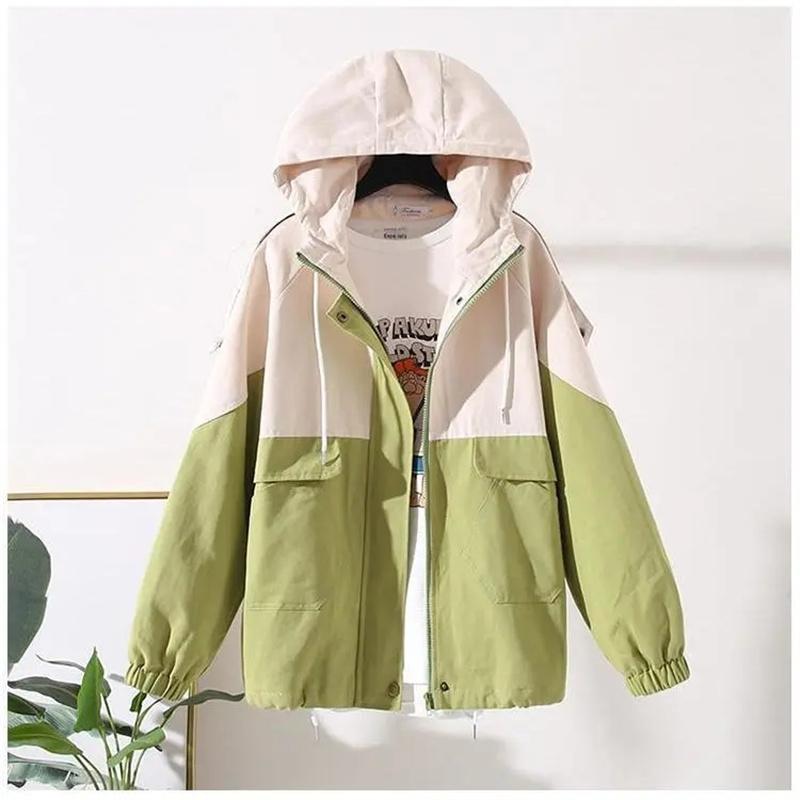 Women Windbreaker Spring Autumn Hooded Coat Mid-Length Fashion Trench Coat Temperament Elegant Jacket Top Women Outwear