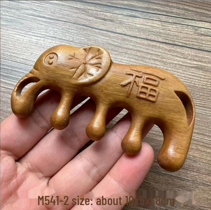 Green Sandalwood Carved Portable Scalp Massage Comb for Women