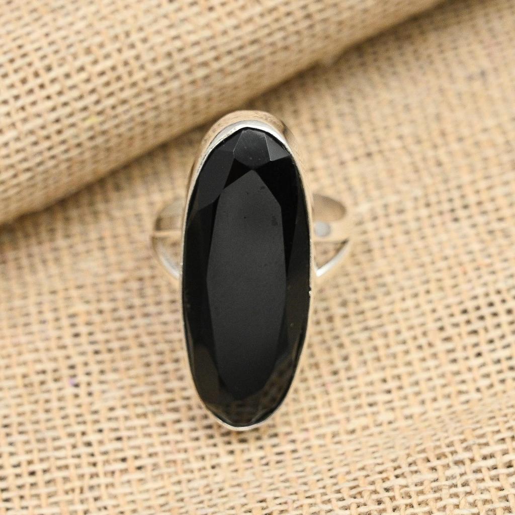Lovely Black Spinel Gemstone 925 Sterling Silver Handmade Ring Jewlery For Her