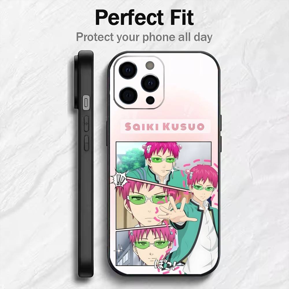 K-Kusuo S-Saiki From Anime The Disastrous Phone Case For iPhone17,16,15,14,13,12 Plus,Max Soft Silicone Black Cover