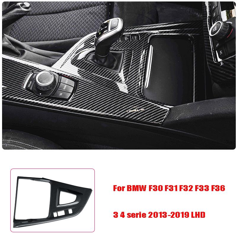 Carbon Fiber Pattern Car Stickers Gear Shift Panel Cover Interior Trim For BMW F30 F31 F32 F36 3 4 Series 2013-2019 LHD