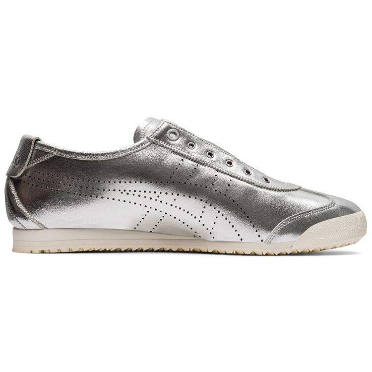 ONITSUKA TIGER Mexico 66 Sd Slip-On Comfortable Liquid Silver Non-Slip Wear-Resistant Low-Top Casual Shoes Unisex Sneaker 1183A603-020