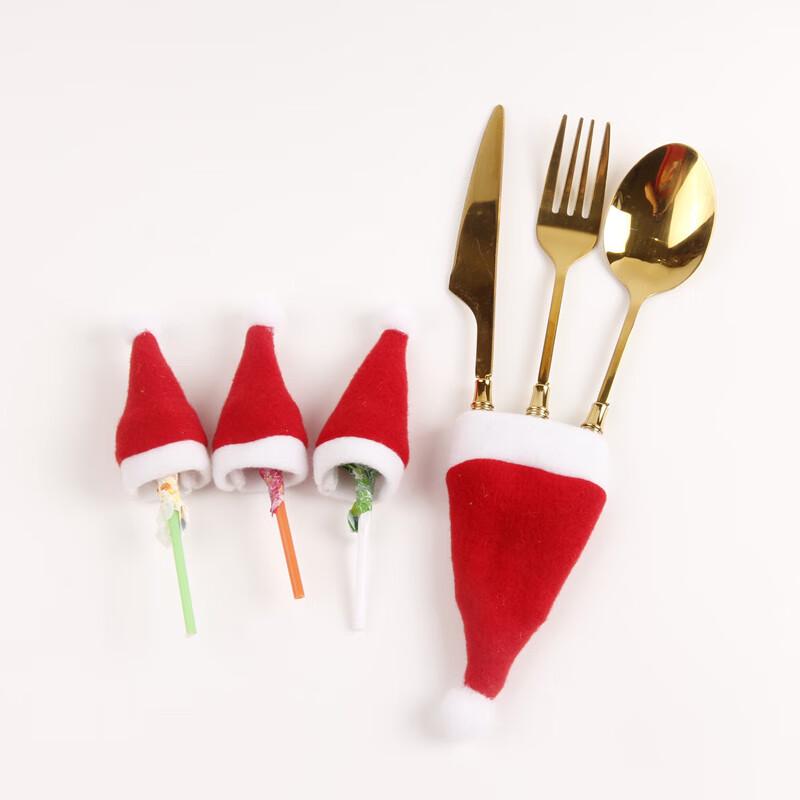 Mini Christmas Hat Cutlery & Wine Bottle Covers