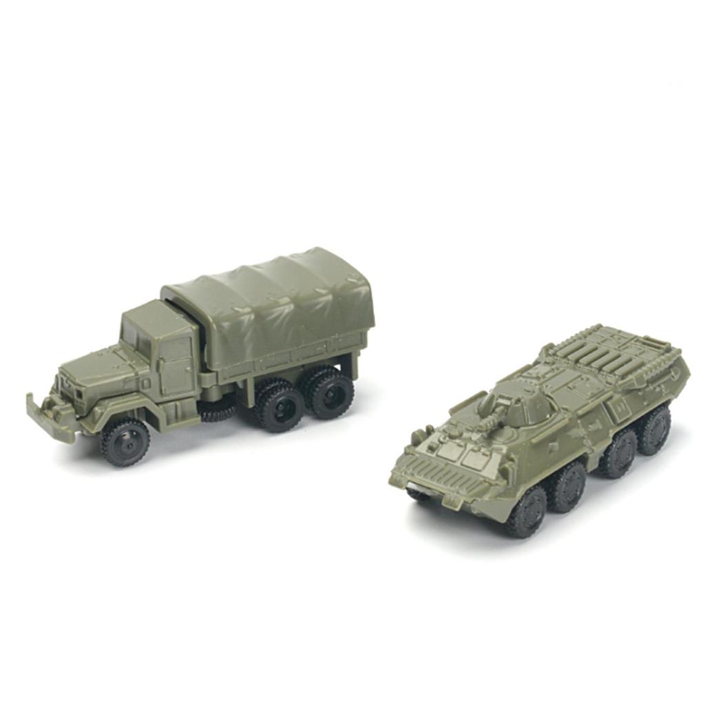 2Pcs 1/144 Vehicle Model Building Kits Education Tabletop Decor 4D M35 Truck
