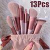 13 PCS Makeup Brushes Set, Eye Shadow, Foundation, Blush Brushes for Women, Soft Cosmetic Tools with Bag