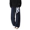 Men's Spliced Curved Pants, Loose Straight Leg Casual Jeans