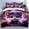 Cartoon Cute Creature In Mystical Nebula Duvet Cover Set With 3D Printing Design Soft Polyester Bedding Set All-Season Comfort