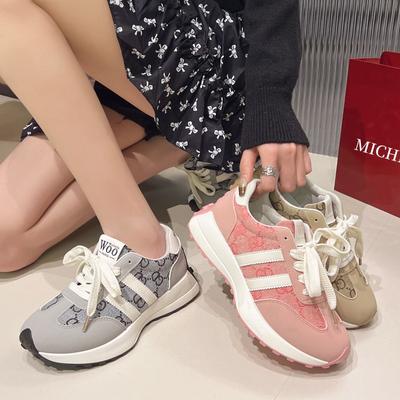 Pink Platform Dad Shoes Women's 2025 New Versatile Running Moral Training Shoes Popular Small Waist Sports Forrest Gump Shoes