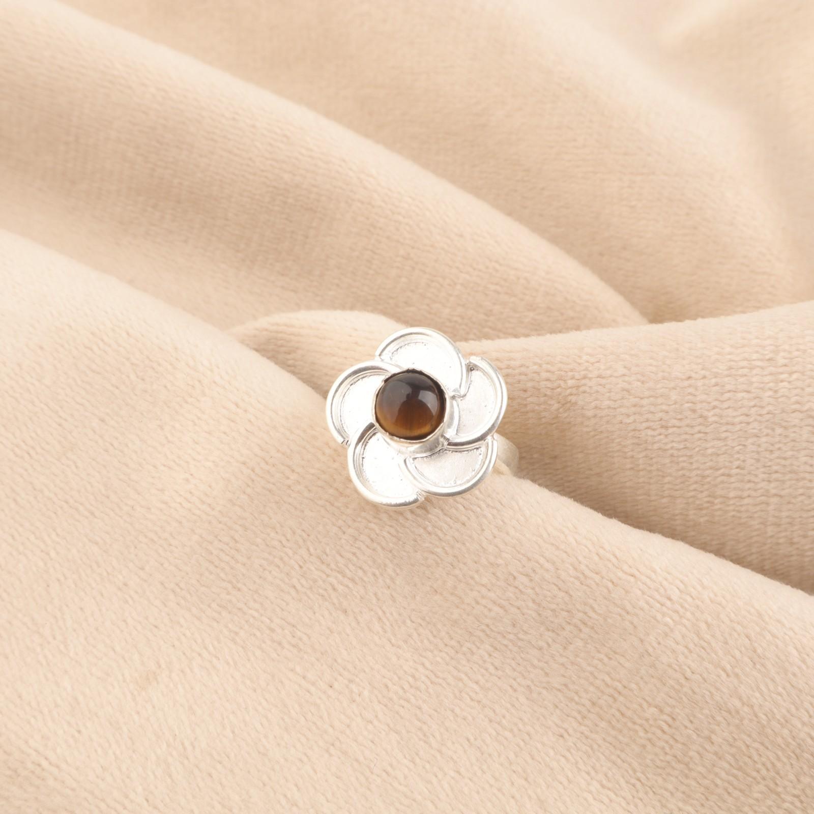 

Round Natural Yellow Tiger Eye 925 Silver Boho Cocktail Wife Gift Statement Ring RR-51-29 15