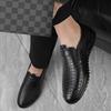 Fashion Summer Men Quality Casual Hollow Out Loafers Shoes Business Genuine Leather Shoe Luxury Brand Fashion Flats Man Breathable Shoes