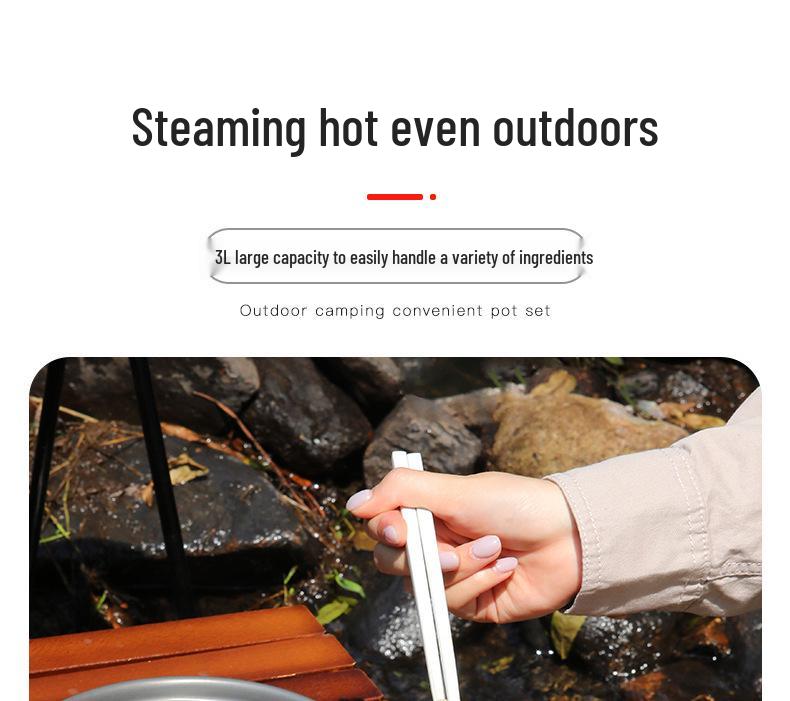 Outdoor Cookware Set DS311: 2-3 Person Portable Picnic Set with 1.1L Teapot and Tableware Accessories