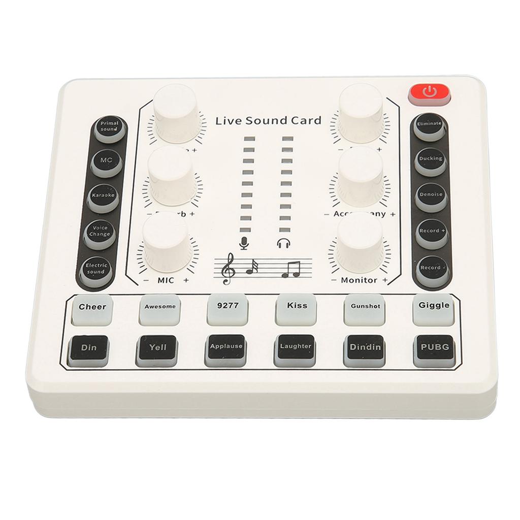 Live Sound Card Multiple Sound Effects Voice Changing Mini Sound Mixer Board for Live Streaming Home KTV