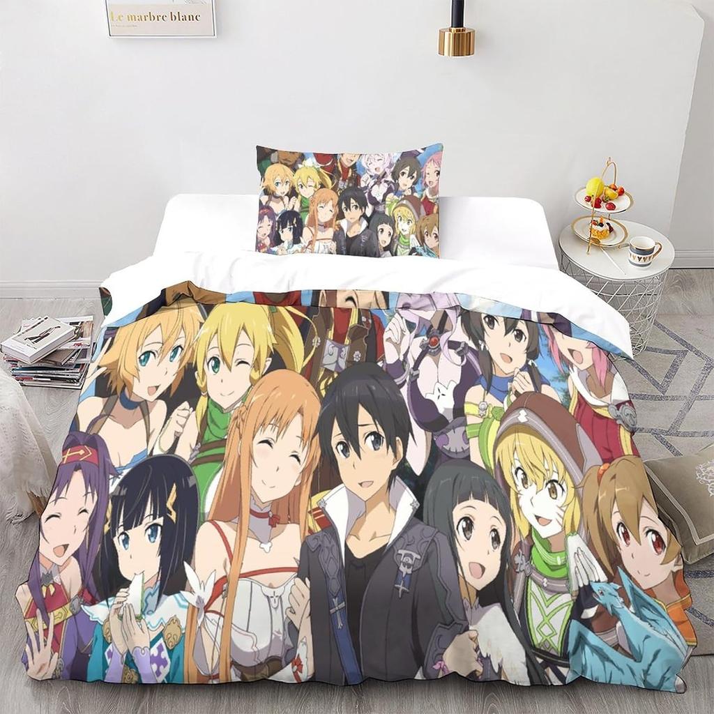 Anime Sword Art Online Duvet Cover Pillowcase Bedding Set Adult Boy Girl Bedroom Decoration Children Gift Single Double Size