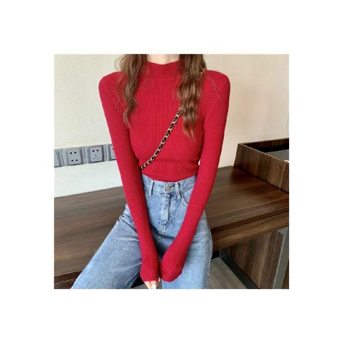Women's Slim Fit Solid Color Knit Turtleneck Sweater