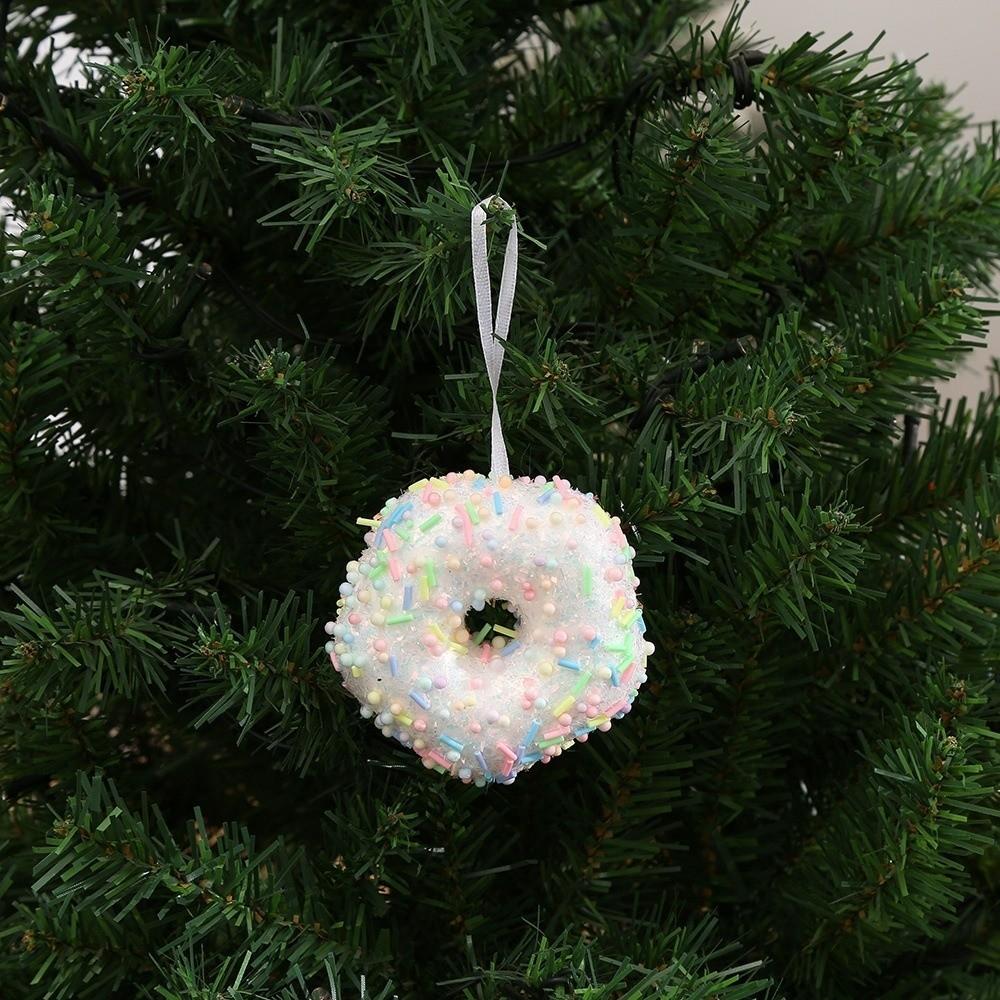 Flocking Xmas Tree Decor DIY Ice Cream Pendant Creative Candy Cane Ornament  Home Decor