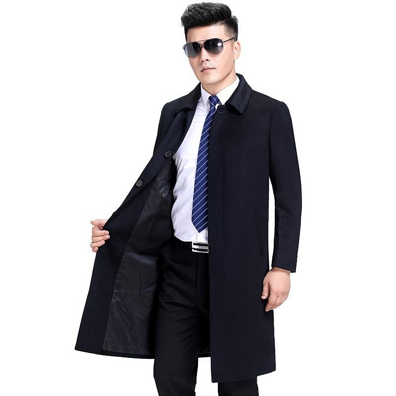 

Мужское кашемировое пальто длинное легкое деловое повседневное пальто для пап среднего возраста мужское шерстяное пальто 200