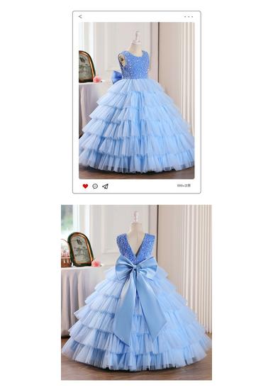 Girls' 2025 Summer Formal Piano Performance Dress - Stylish Backless Princess Gown for Children's Fashion Show