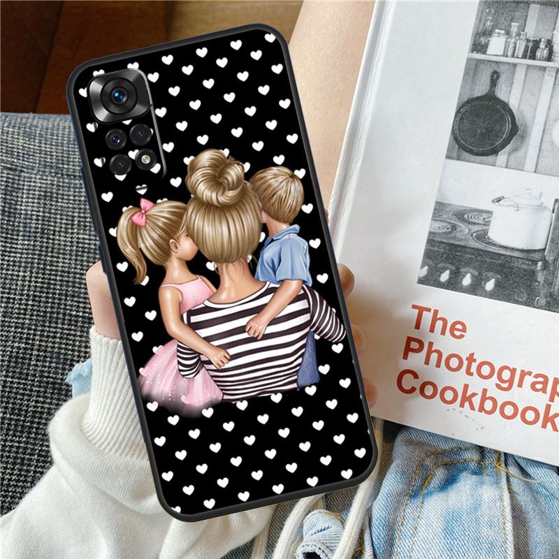 Beautiful Mother Daughter Son Case For Xiaomi Redmi Note 11 8 9 10 12 Pro 12S 11S 10S 9S Redmi 12 9C 10C 12C 13C Cover