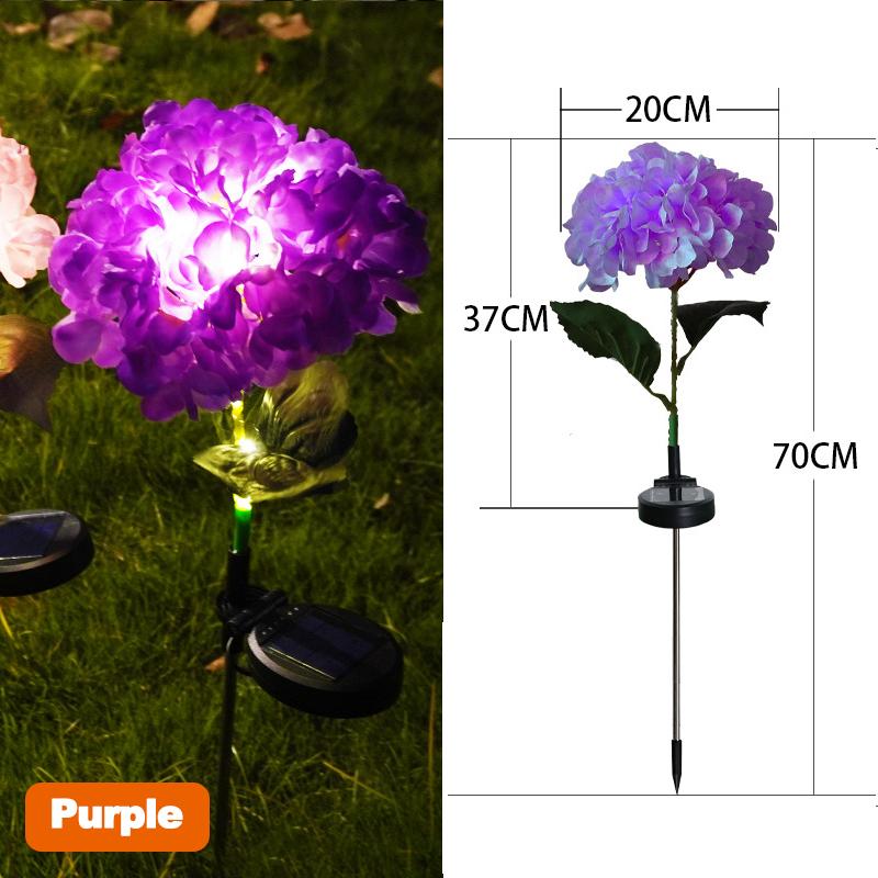Solar Garden Light Outdoor Hydrangea Light Waterproof LED Flowers Stake Light for Garden Pathway Backyard Landscape Decorative фиолетовый
