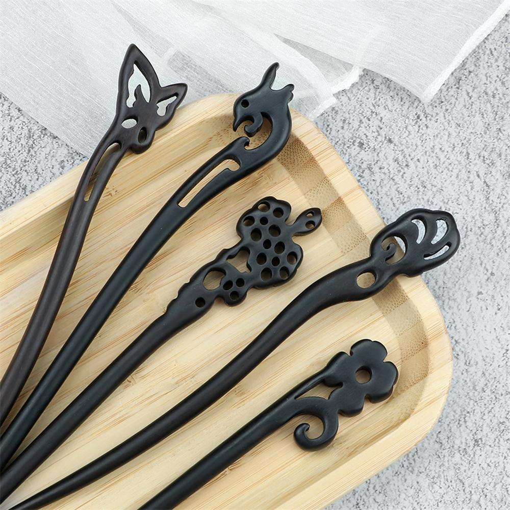 34 Styles Natural Black Sandalwood Hair Sticks High Quality Hairpin for Women Girls Antiquity Chopstick Shaped Hair Clip Jewelry