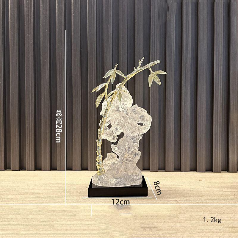 Luxury Black Crystal Base Resin Taihu Lake Stone Figurines Store Office Desk Furnishing Crafts Home room Table Sculpture Decor