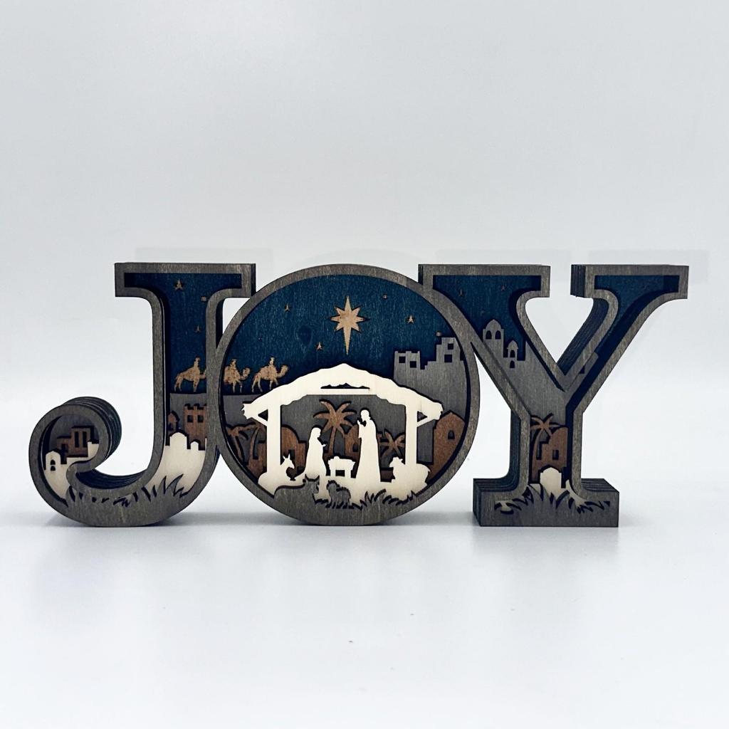 JOY Christmas Wooden Ornament: Creative Home/Office Decoration