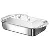 316 Stainless Steel Rectangular Baking and Serving Tray - Suitable for Oven, Induction, or Commercial Use