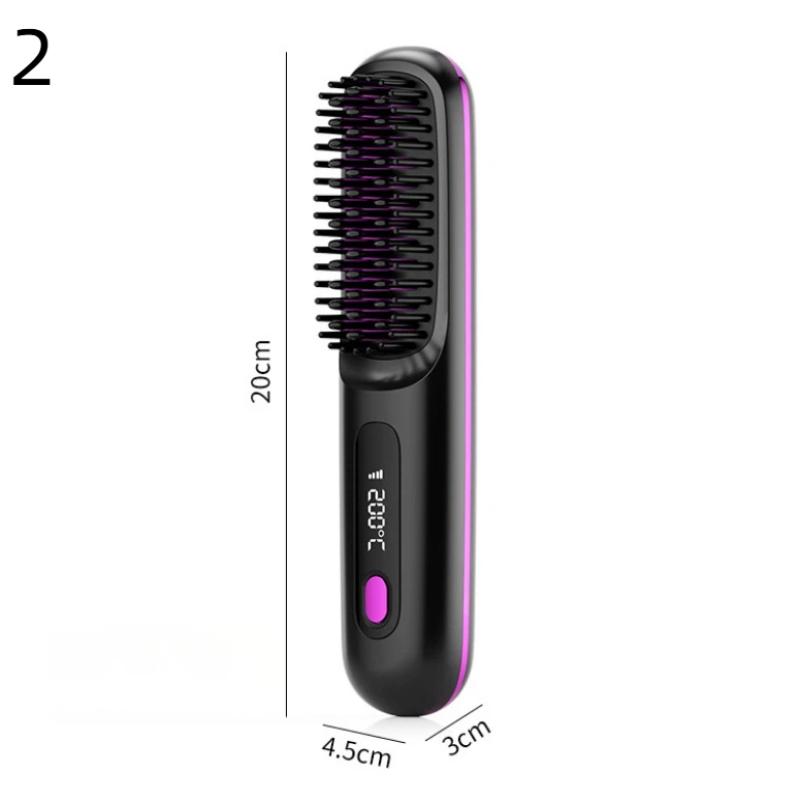 

Hair Straightener Brush With Lcd Display Cordless Usb Charging Straightener Portable Mini Straightening Brush For Home Travel 2 чорний