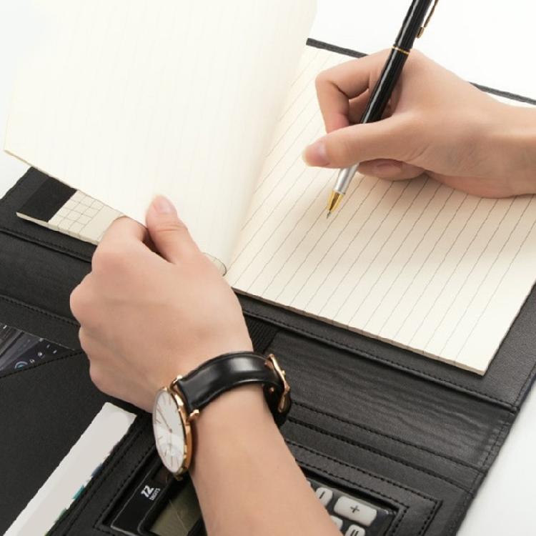 PU Leather Conference Folder with Clipboard Multiple Pocket Card Pocket Pen Slot Clipboard Business Document File Folder