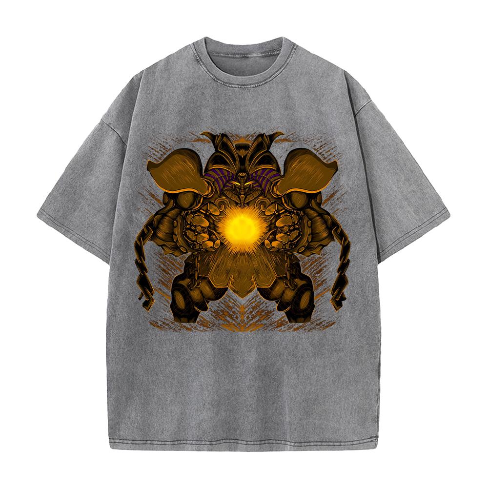 Manga Printed T-shirt Anime Y2k Washed Oversized T Shirt Men's Clothing Summer Short Sleeve Casual Cotton Tees Tops