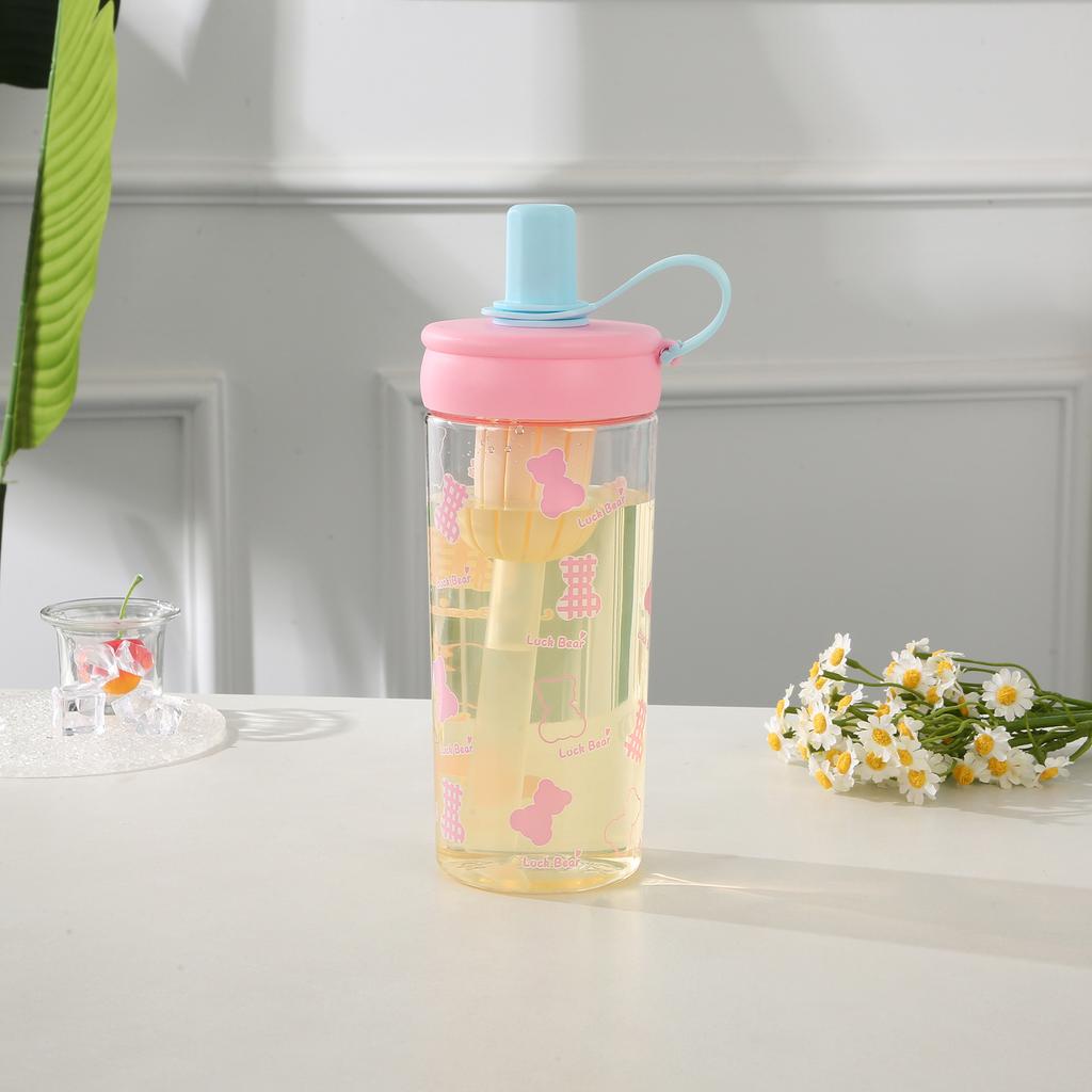 Water Bottle High Value Cute Plastic Cup Summer Girl Cartoon Flower Tea Cup Tea Separation Tea Cup Portable Sports Water Cup